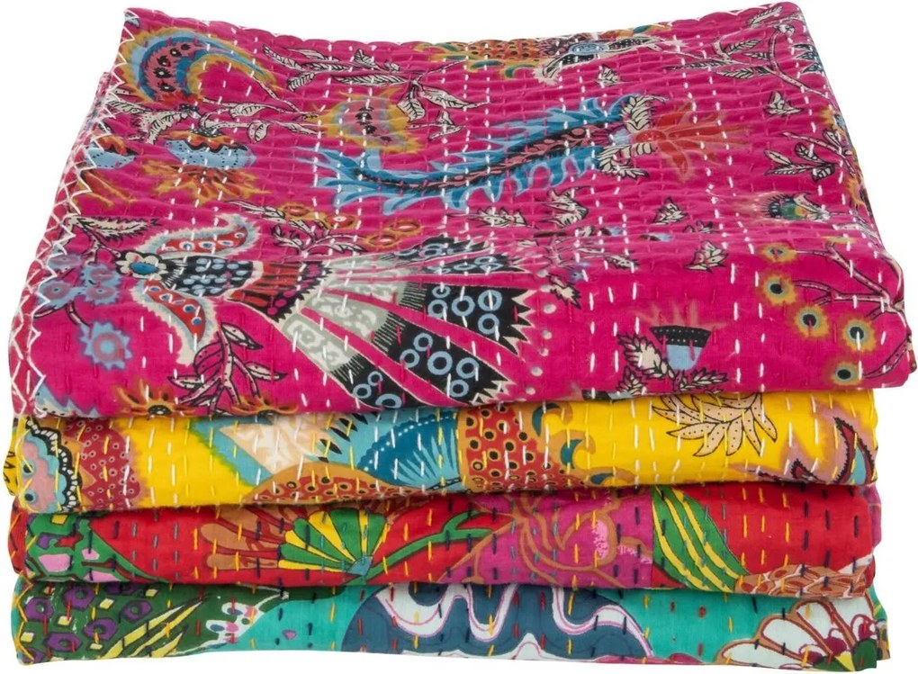 Tyrkysový bavlnený pléd s prešívaním Beach Plaid - 180*130 cm