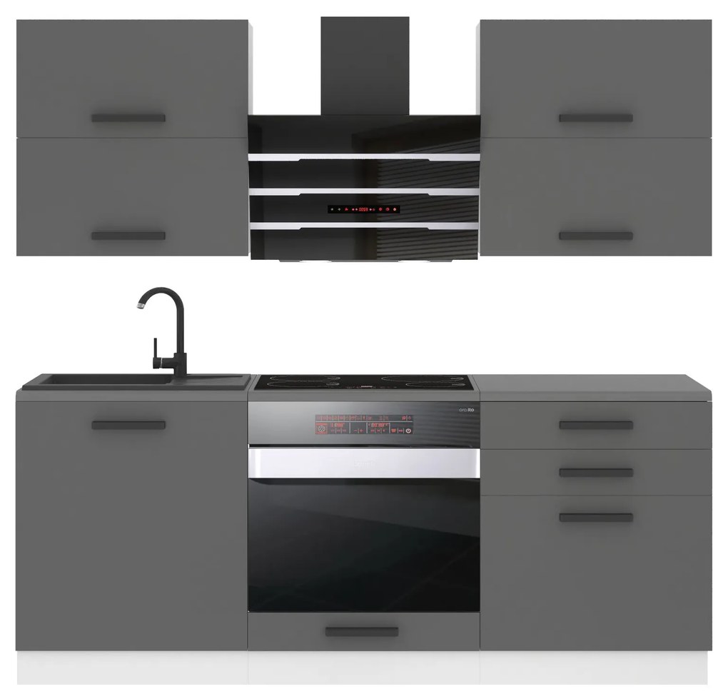 Kuchynská linka Belini Premium Full Version 180 cm šedý mat s pracovnou doskou EMILY