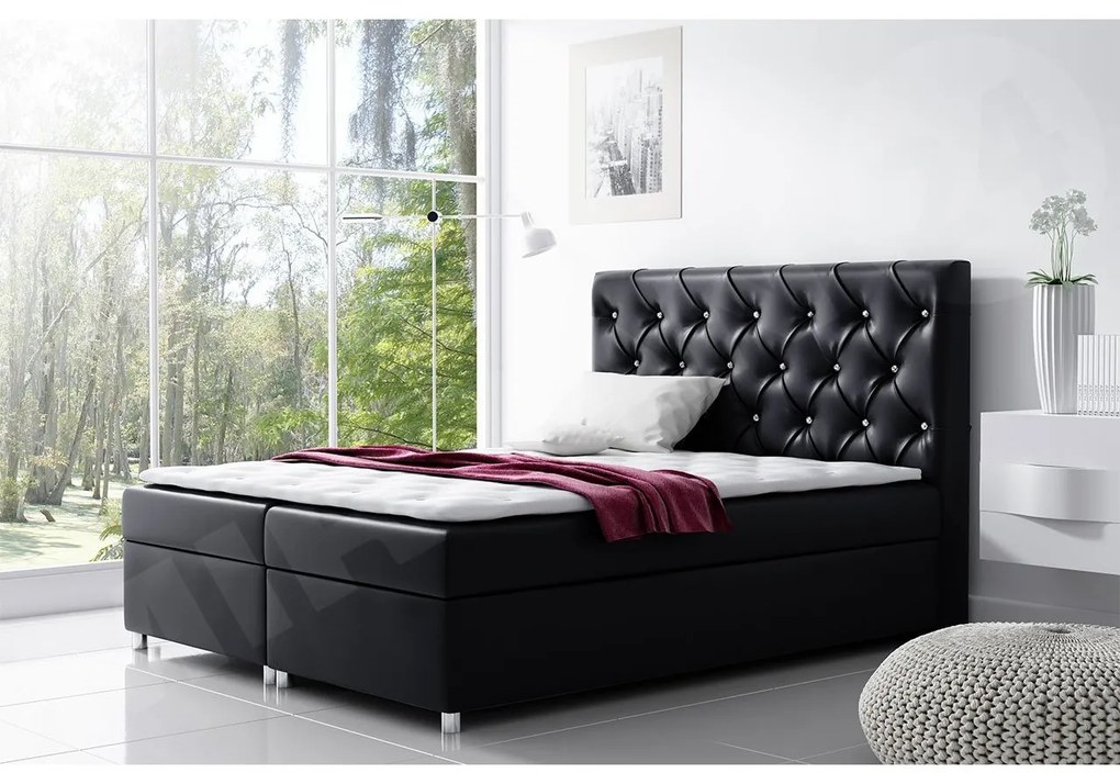 Posteľ kontinentálna Balicci, Rozmer postele: 180x200, Dostupné poťahy: ekokoža Soft 017 (biela)