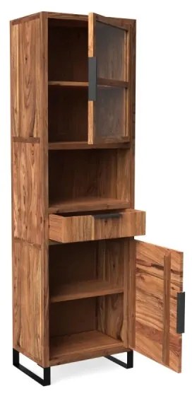 furniture-nabytek.cz - Masívna vitrína Sydney z akáciového dreva, lakovaná, hnedá – 50×45×185 cm