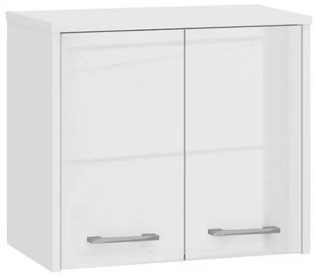 Kúpeľňová závesná skrinka FIN W60 2D-lesklá biela