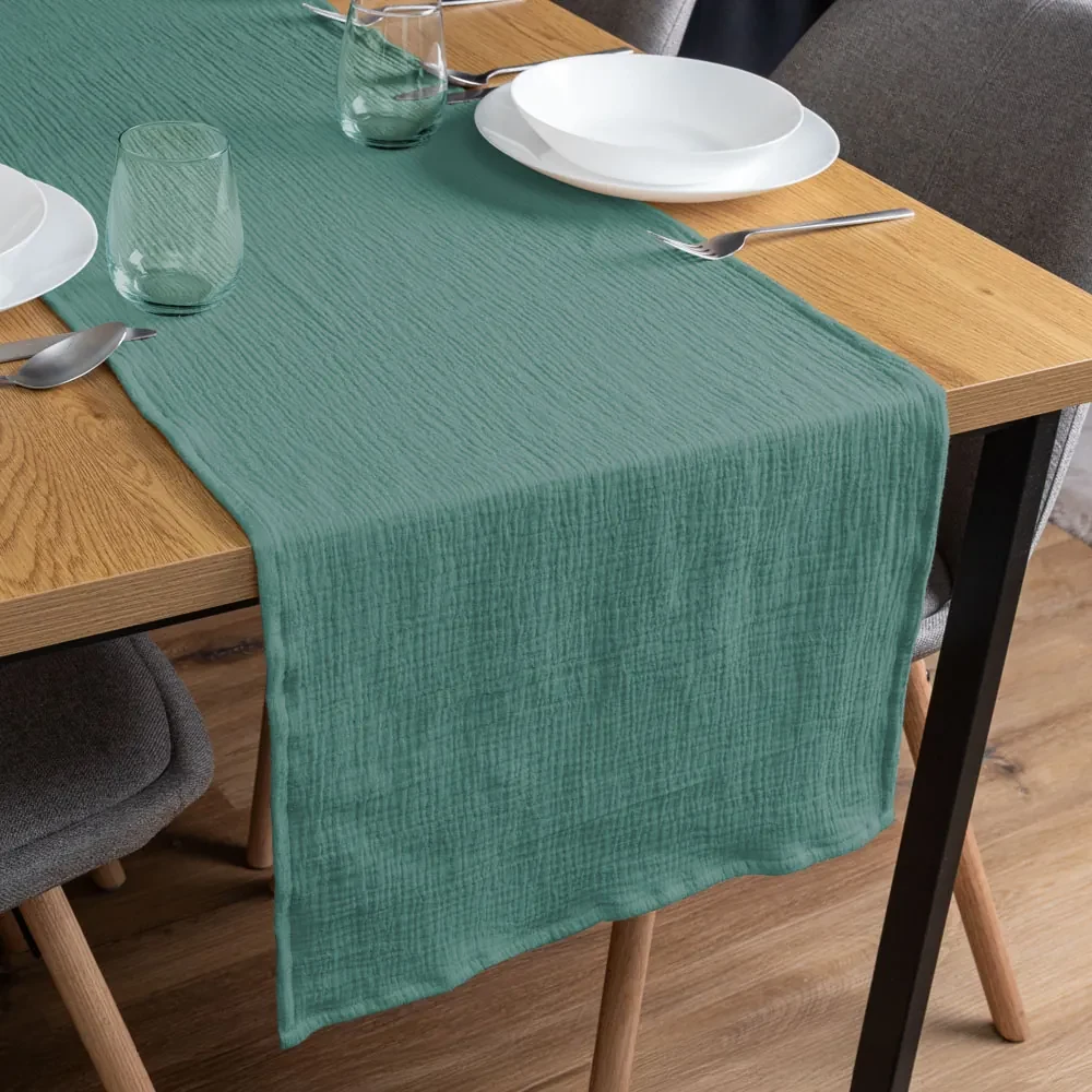 Biante Mušelínový behúň na stôl MSN-047 Pastelovo modrozelený 45x120 cm