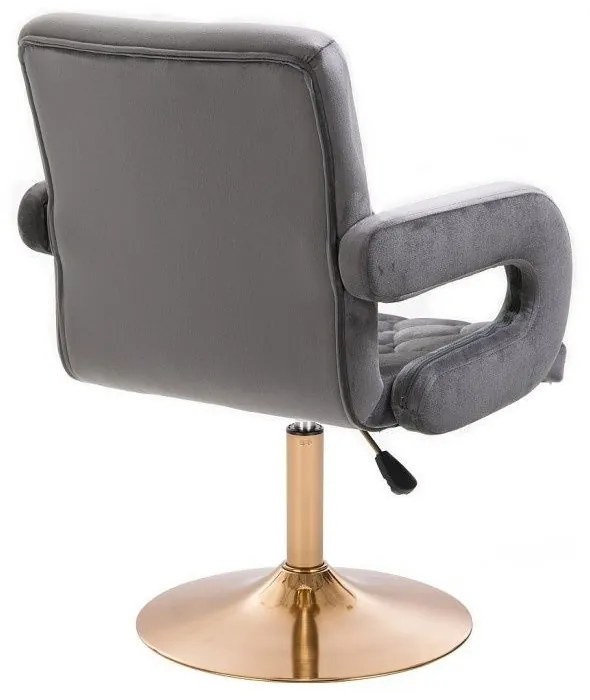 LuxuryForm DESIGN Stolička BOSTON VELUR na zlatom tanieri - sivá