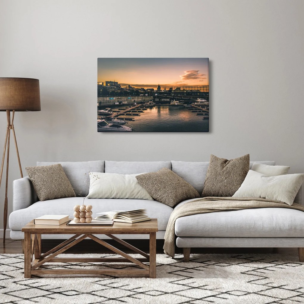 Obraz - prístavné mestečko (90x60 cm)