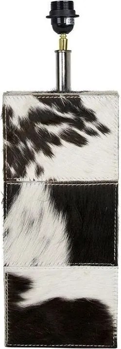 Základňa lampy hranatá z hovädzej kože čierna / biela - 13,5 * 13,5 * 45cm / E27
