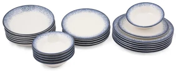 24-dielna jedálenská súprava, biela/modrá, porcelán