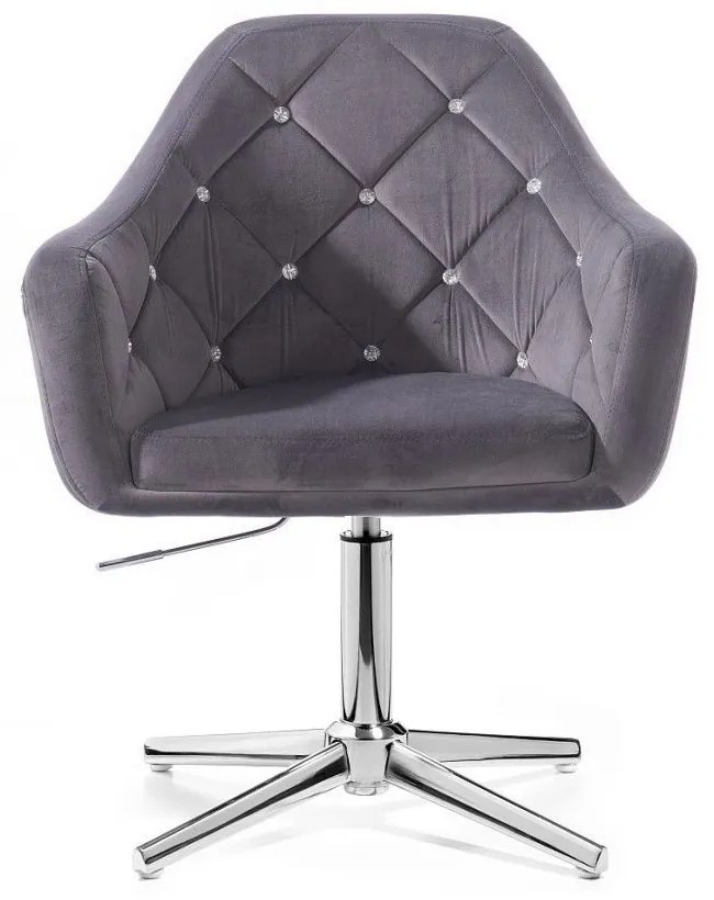 LuxuryForm DESIGN Kreslo ROMA VELUR na striebornom kríži - tmavo šedé