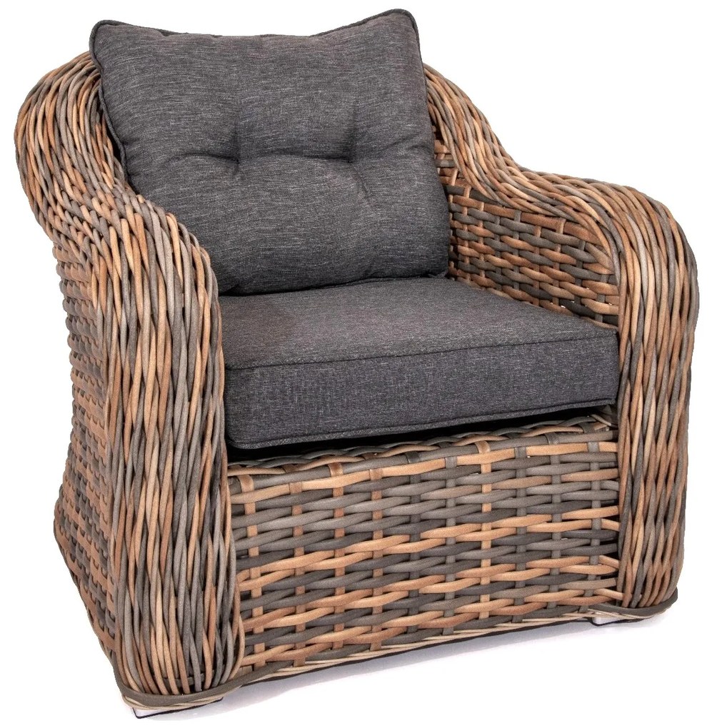 Záhradné ratanové kreslo MONTE CARLO hnedo-sivé