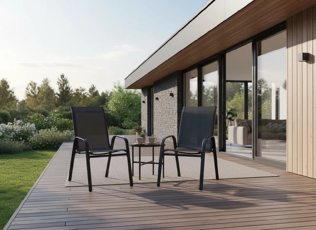 Garden Line SADA 2 ČIERNYCH ZÁHRADNÝCH STOLIČIEK 54 x 70 x 92 CM