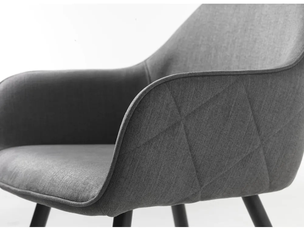 Sivé čalúnené jedálenské kreslo s podrúčkami Minto – Unique Furniture