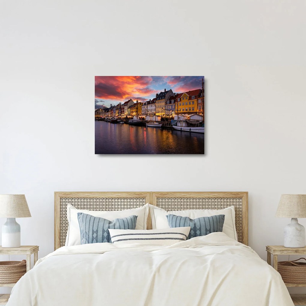 Sklenený obraz - Nyhavn, Kodaň (70x50 cm)
