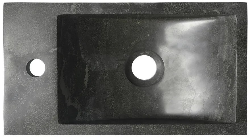Sapho Sapho, BLOK kamenné umývadlo 40x10x22 cm, otvor vľavo, čierny Antracit, 2401-38