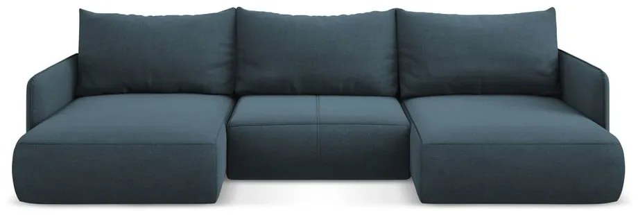 Modrá rozkladacia/s úložným priestorom rohová pohovka Nanea – Makamii