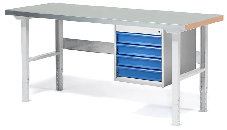 Dielenský stôl SOLID so 4 zásuvkami, 1500x800 mm, nosnosť 750 kg, oceľ