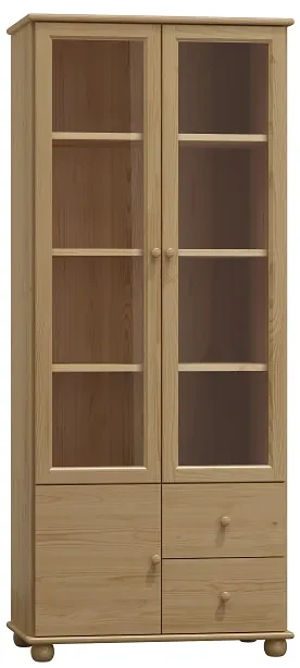 Vitrína presklená, šuflík, skrinka - KN06: Dub 80cm