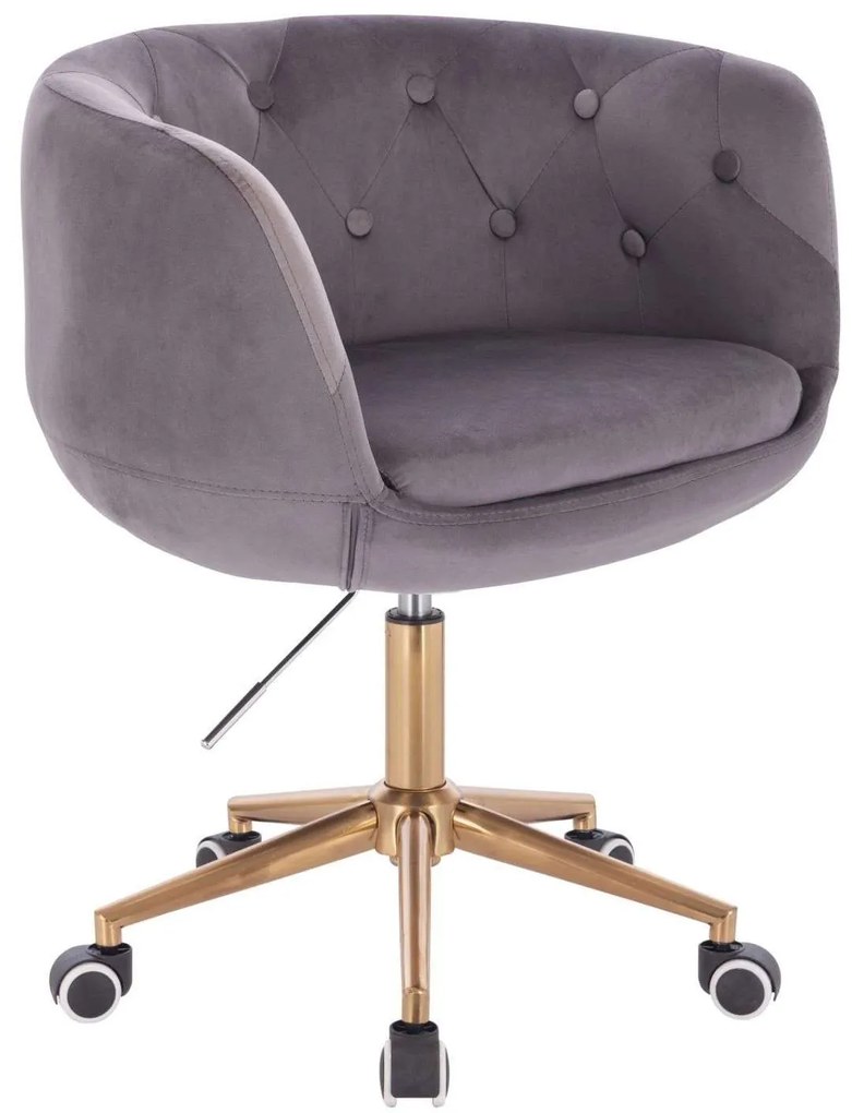 LuxuryForm DESIGN Kreslo MONTANA VELUR na zlaté podstave s kolieskami - šedé