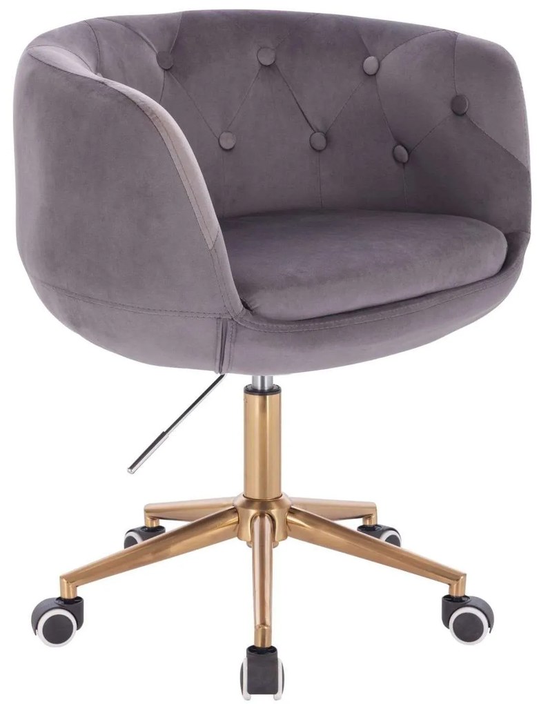 LuxuryForm DESIGN Kreslo MONTANA VELUR na zlatej podstave s kolieskami - sivé