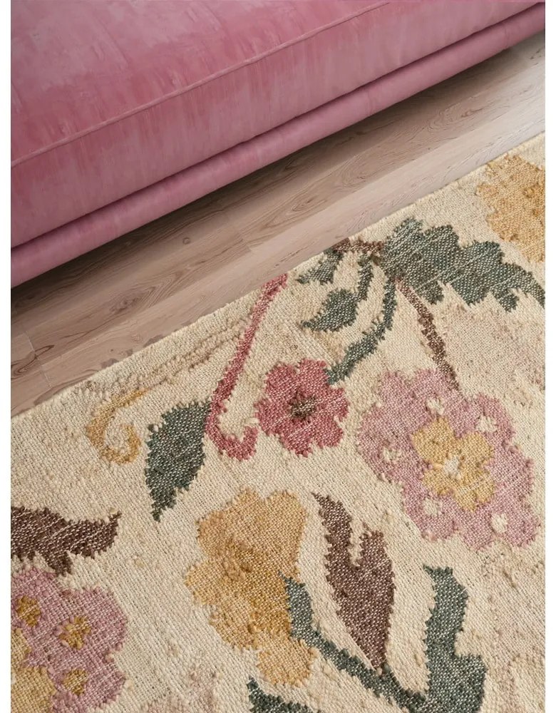 Krémový ručne tkaný jutový behúň 80x200 cm Roya Violette – Elle Decoration