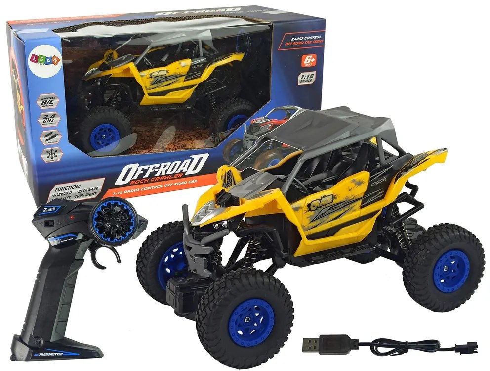 LEAN TOYS  Off-road auto na diaľkové ovládanie 2,4 GHz 1:16  žlté RTR