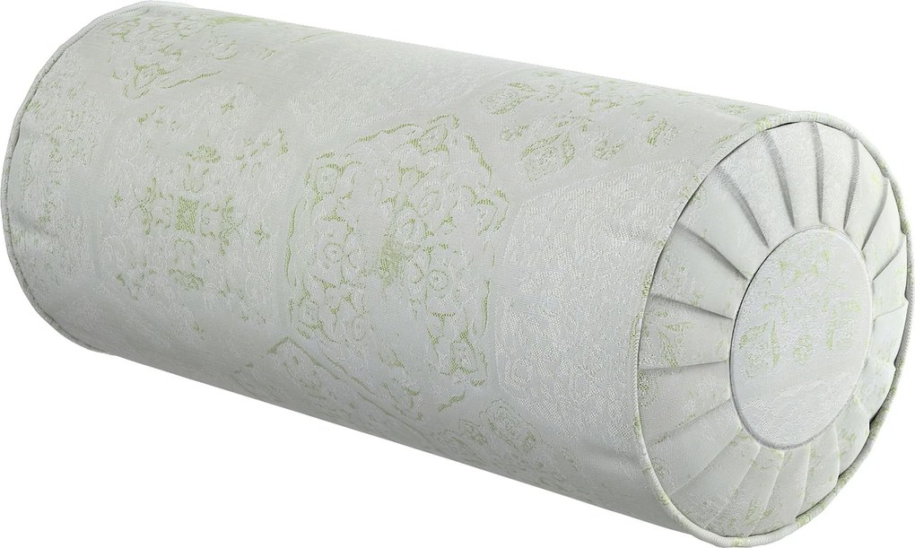 Valcový vankúš so záhybmi farba produktu zelená látka lesklá, zapletaná, vzorované