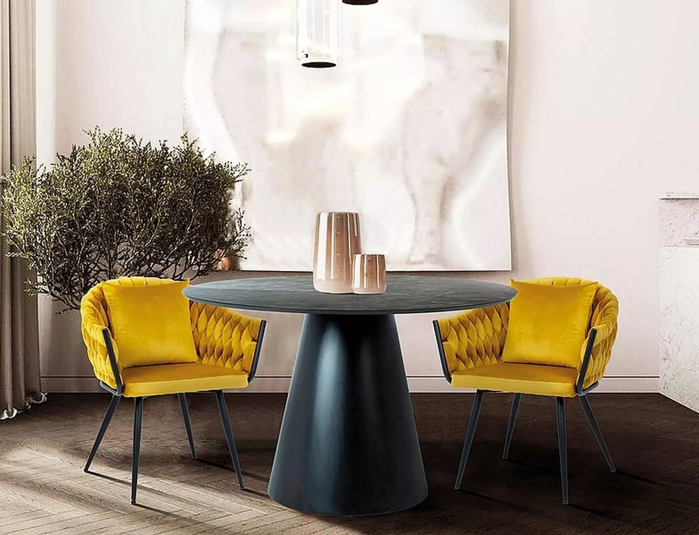 Okrúhly jedálenský stôl Angel 120 cm čierny mramor