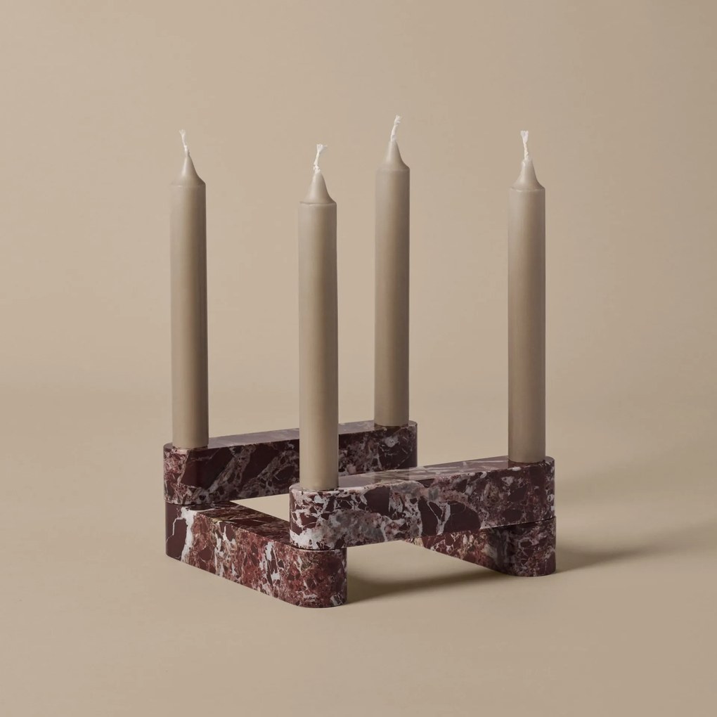 Ferm Living Modulárny svietnik Newel Rosso Levanto Marble