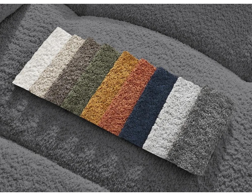 Sivá rozkladacia/s úložným priestorom rohová pohovka z textílie buklé (pravý roh/s leňoškou) Roxelane – Bobochic Paris