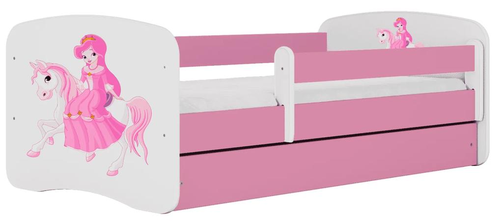 Letoss Detská posteľ BABY DREAMS 180/80- Princezná a koník II Ružová S matracom Bez uložného priestoru