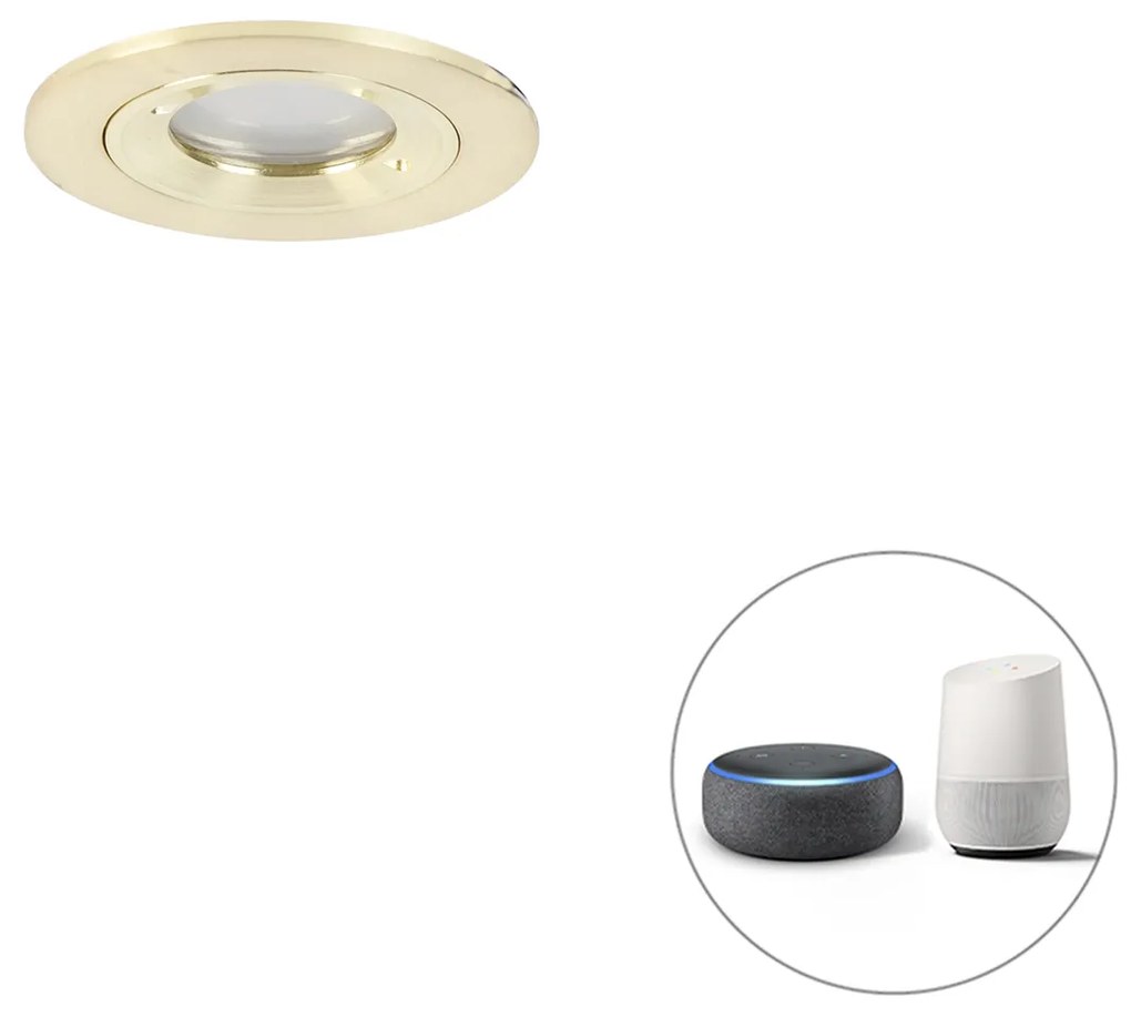 Inteligentné zapustené bodové svetlo zlaté okrúhle IP44 vrátane Wifi GU10 - Xena