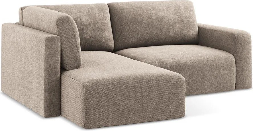 Béžová ženilková rozkladacia/s úložným priestorom rohová pohovka (ľavý roh/do L) Kona – Makamii