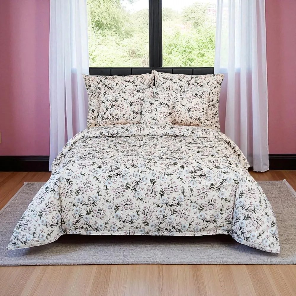 Kvalitex Bavlnené obliečky 5D 140x200 + 70x90 cm – Čerešňový kvet
