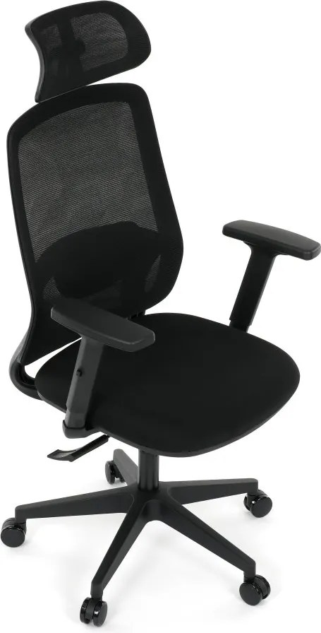 Kancelárska ergonomická stolička NOKA — sieť / látka, čierna