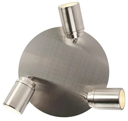 Moderné kúpeľňové bodové svetlo oceľ 3-žiarovkové IP44 - Ducha