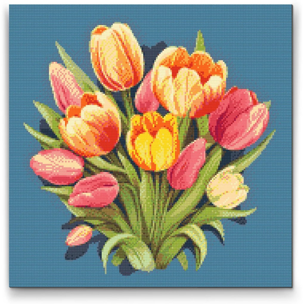 Gario Diamantové maľovanie Kytica tulipánov Rozmery: 80 x 80 cm, Rámovanie: S vnútorným rámom, Diamanty: Štvorcové