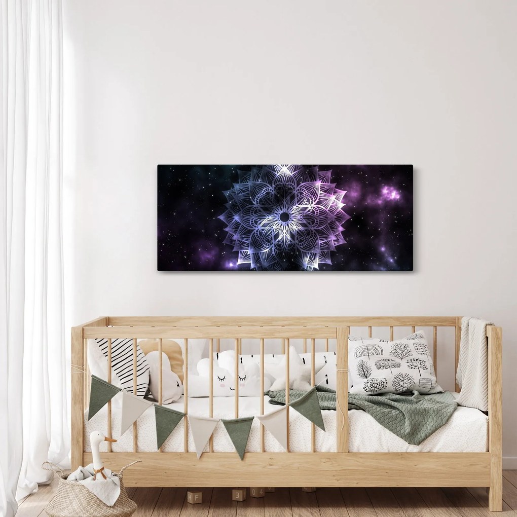 Obraz - Lotusová mandala vo vesmíre (120x50 cm)