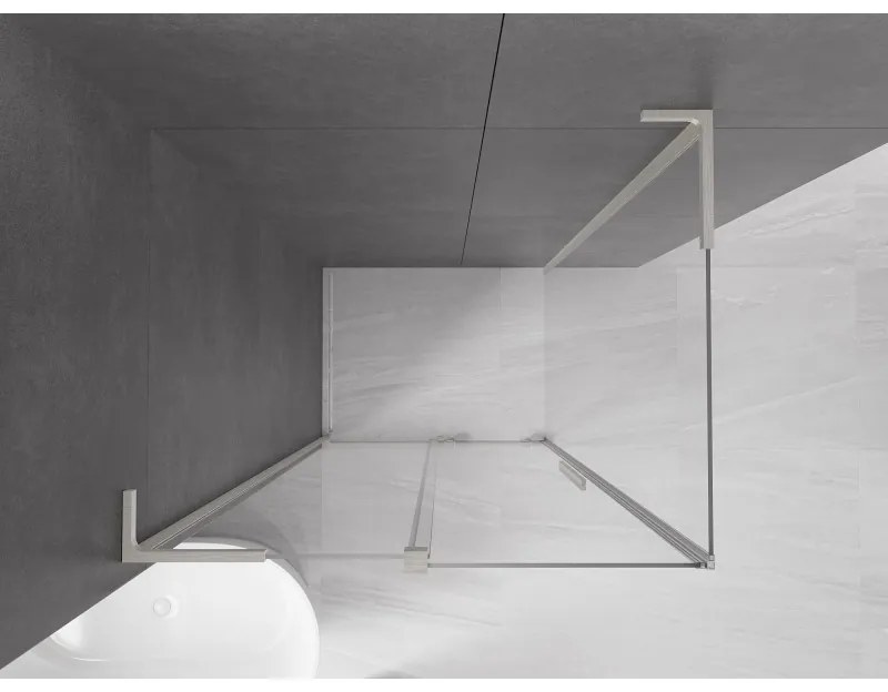 Mexen Velar L, sprchový kút s posuvnými dverami 120 x 70 cm, 8mm číre sklo, brúsená oceľ, 871-120-070-03-97