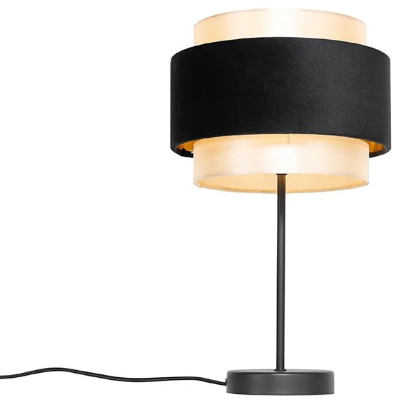 Moderná stolná lampa čierna so zlatou - Elif