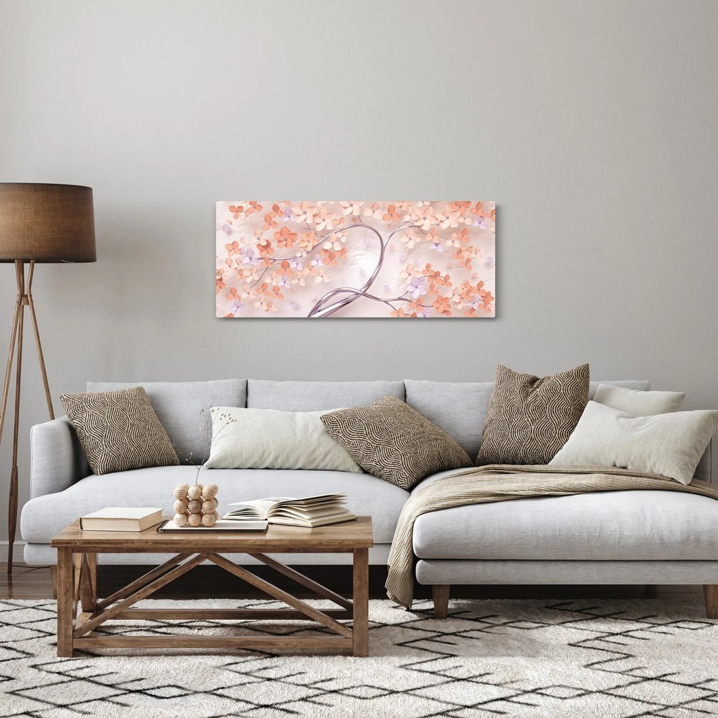 Obraz koralových kvetov stromu - abstrakt (120x50 cm)