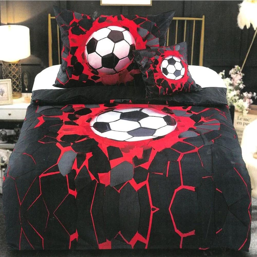 Bavlnené posteľné obliečky 3-dielne futbal F5552
