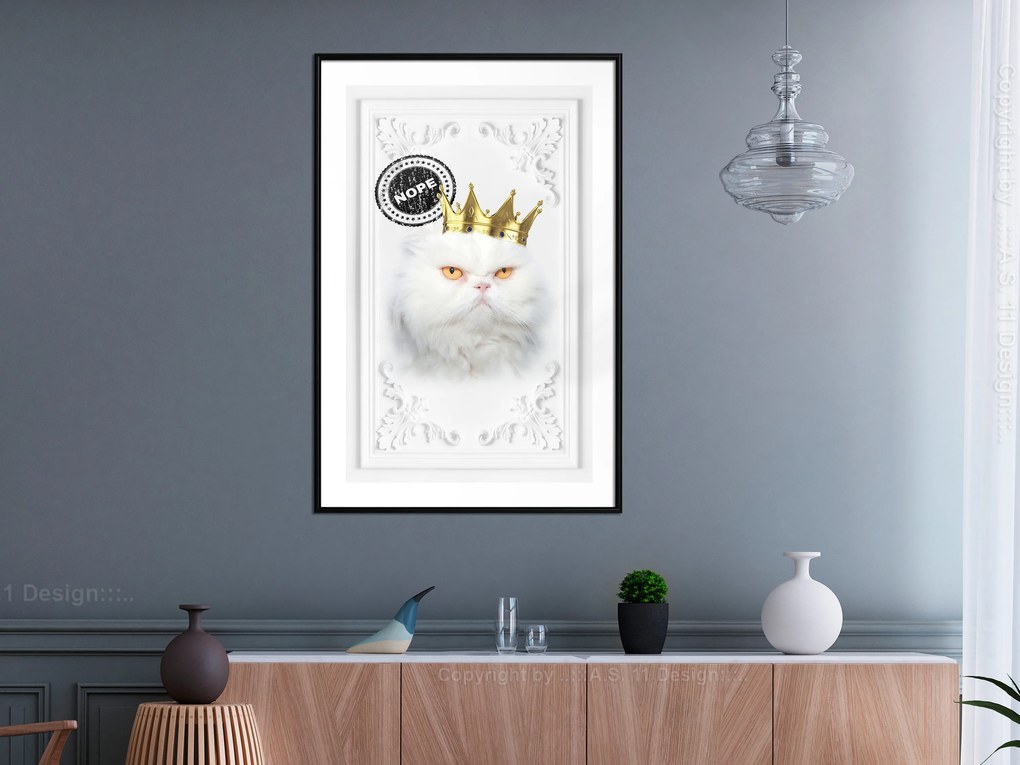 Artgeist Plagát - The King Cat [Poster] Veľkosť: 40x60, Verzia: Čierny rám