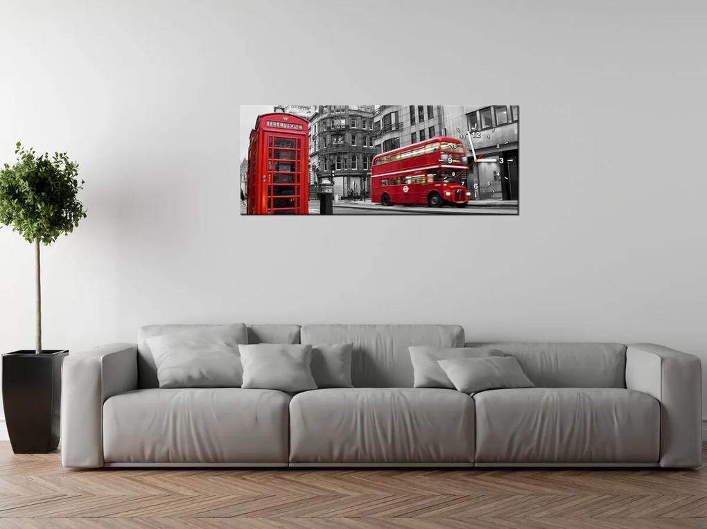 Gario Obraz s hodinami Telefónna búdka v Londýne UK Rozmery: 60 x 40 cm