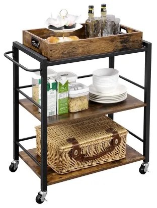 Servírovací stolík MARGE hnedá/čierna