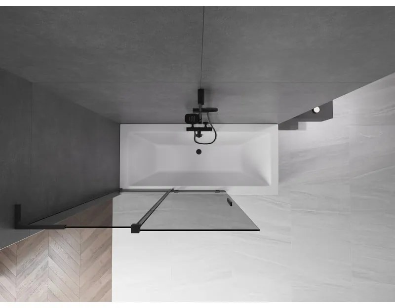 Mexen Velar L, 2-krídlová posuvná vaňová zástena 120 x 150 cm, 8mm šedé sklo, čierna matná, 896-120-003-41-70