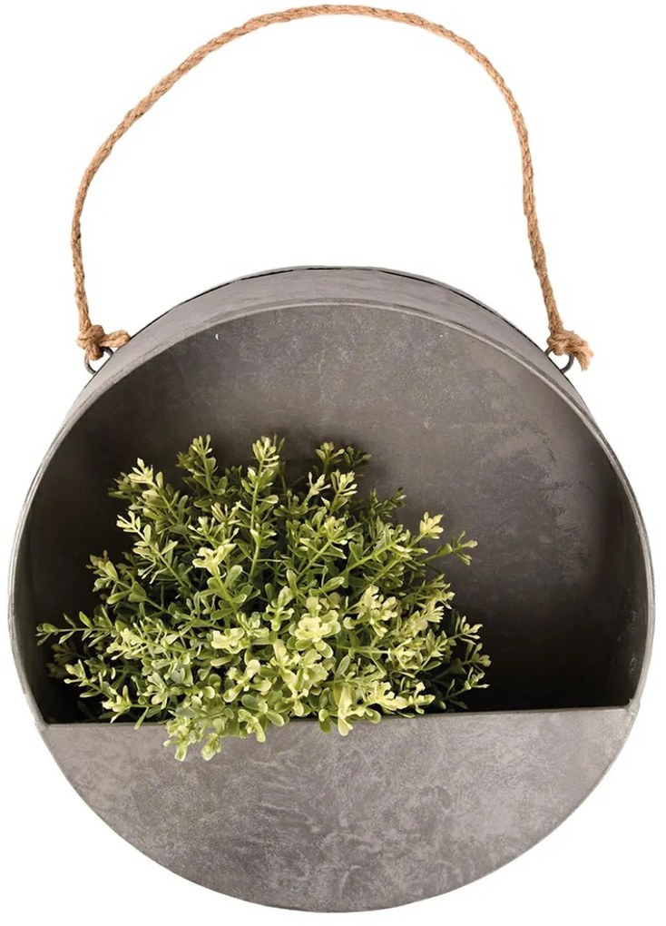 NÁSTENNÝ KOVOVÝ KVETINÁČ ZINC 30X30 CM ŠEDÁ