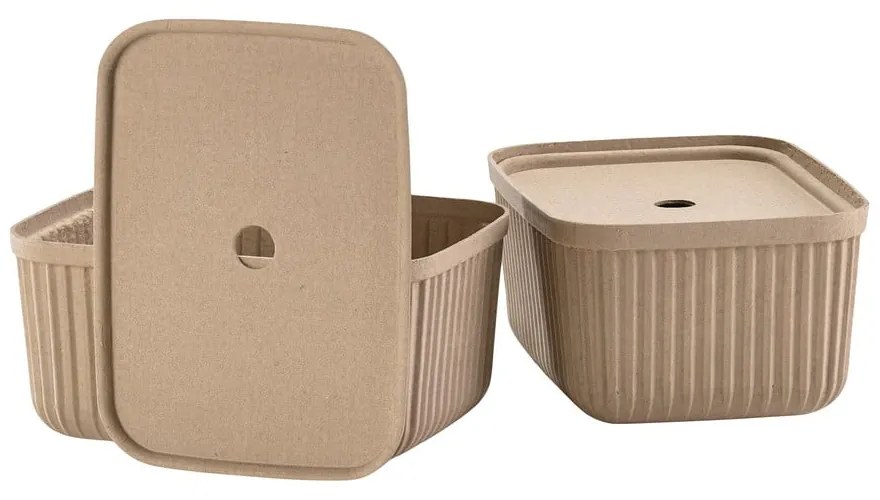 Svetlohnedé úložné boxy v súprave 2 ks s vekom 32x23x20,5 cm Pulp – Zone
