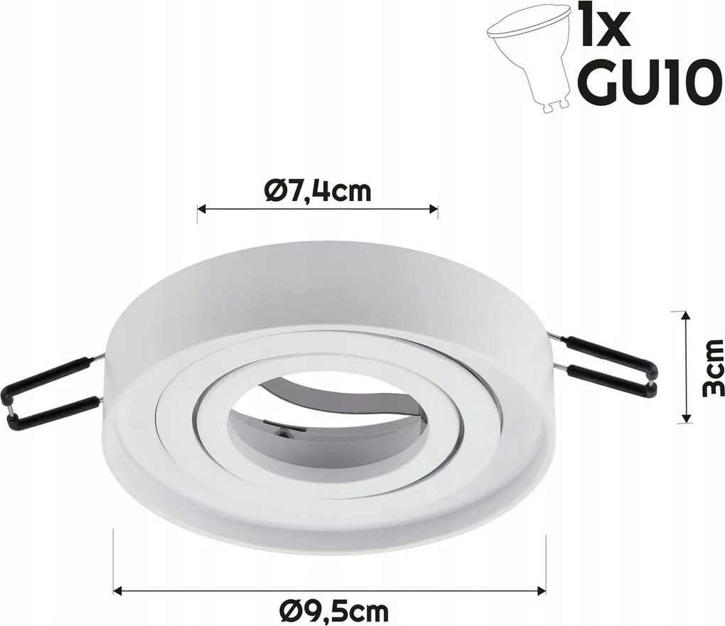 Pohyblivé zapustené svietidlo GU10 s 3w žiarovkou - teplá farba