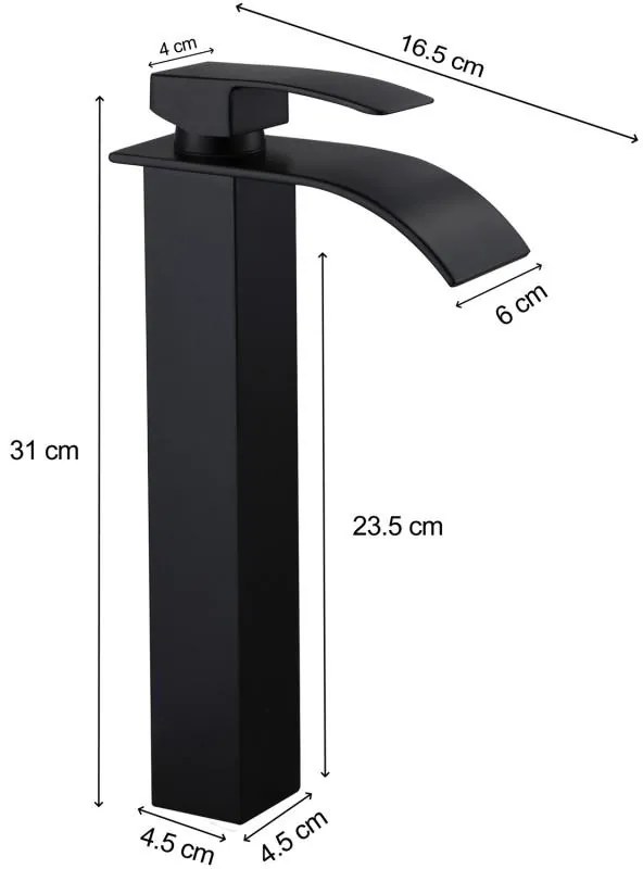 Umývadlová batéria WATERFALL - čierna - vysoká