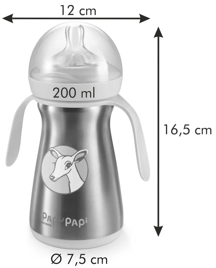 Ružová nerezová detská termofľaša 0.2 l Papu Papi – Tescoma