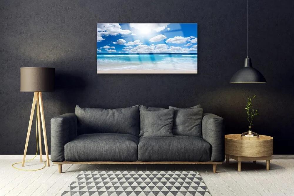 Obraz na skle More pláž mraky príroda 140x70 cm