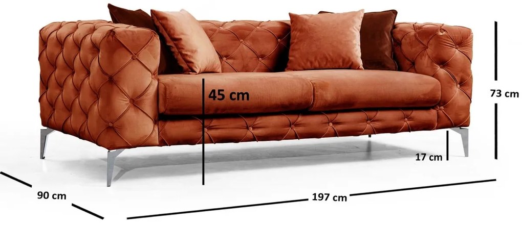 Dvojmiestna pohovka Como 197 cm oranžová